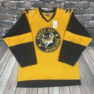 Vintage Green Bay Gamblers Jersey Mens Medium 90s Hockey Shirt USA MADE Rare